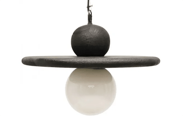 Zina Wooden Pendant Light - Black Sandblast at Online8 Furniture Auckland NZ