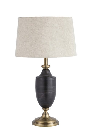 Metal & Wood Table Lamp with Shade