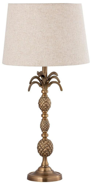 Table Lamp & Shade - Brass Antique / Natural Linen