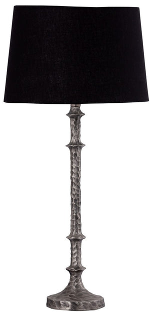 Table Lamp & Shade - Silver Antique / Black Cotton