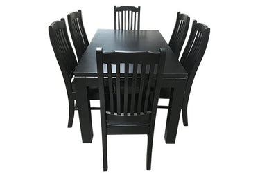 Ada Black Dining Suite - 6 Seater at Online8 Furniture Auckland NZ