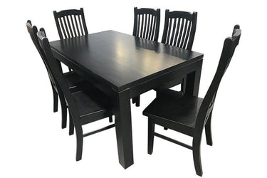 Ada Black Dining Suite - 6 Seater at Online8 Furniture Auckland NZ