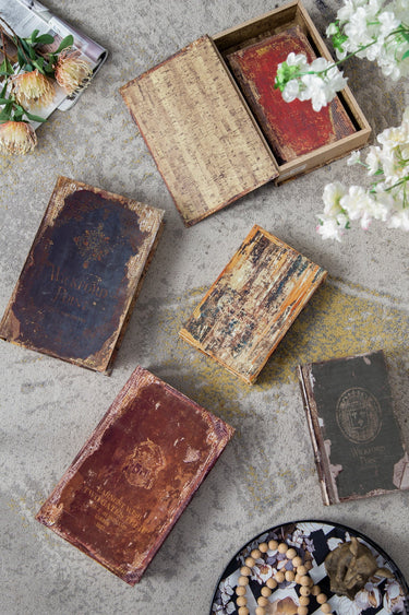 Antique Book Boxes Set of 6 at Online8 Furniture Auckland NZ