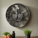 Antique Silver Wall Clock with Gears at Online8 Furniture Auckland NZ