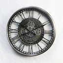 Antique Silver Wall Clock with Gears at Online8 Furniture Auckland NZ