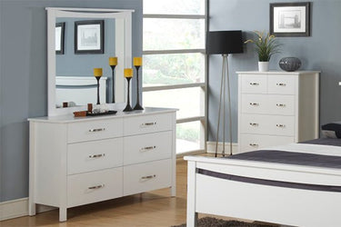 Asbel 6 Drawer Dressing Table with Mirror at Online8 Furniture Auckland NZ