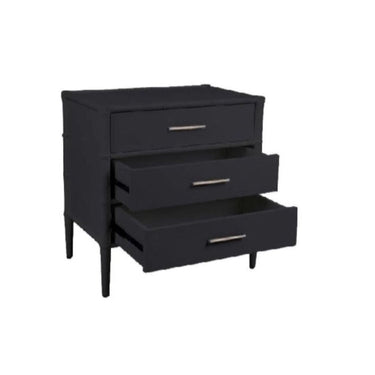 Bamboo Detail 3 Drawer Bedside Table - Black at Online8 Furniture Auckland NZ