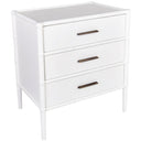Bamboo Detail 3 Drawer Bedside Table - White at Online8 Furniture Auckland NZ