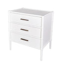 Bamboo Detail 3 Drawer Bedside Table - White at Online8 Furniture Auckland NZ