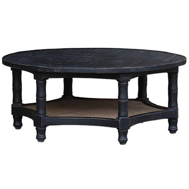 Black & Rattan Coffee Table - Old Pine at Online8 Furniture Auckland NZ