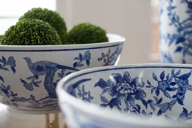 Blue and White decorative ceramic bowls Set/2 at Online8 Furniture Auckland NZ