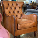 Wrexham Aged Leather Club Chair at Online8 Furniture Auckland NZ