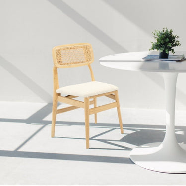 Boston Boucle & Rattan Dining Chair at Online8 Furniture Auckland NZ