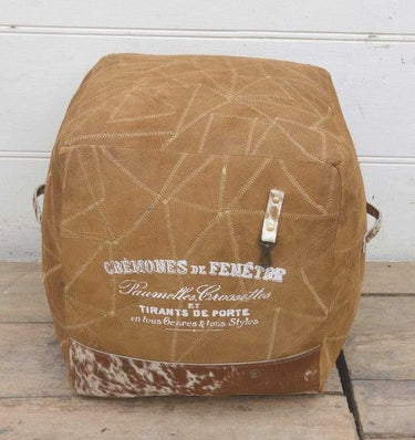 Buffalo Leather Pouf | Ottoman at Online8 Furniture Auckland NZ