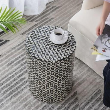 Capiz Black Side Table | Accent Stool at Online8 Furniture Auckland NZ