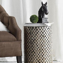 Capiz Circle Patterned Side Table | Accent Stool at Online8 Furniture Auckland NZ