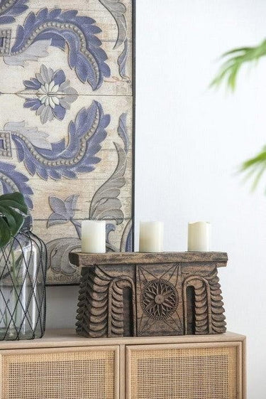 Carved 3 Pillar Candle Holder at Online8 Furniture Auckland NZ