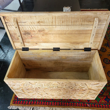 Jaipur Carved Wooden Trunk | Blanket Box at Online8 Furniture Auckland NZ