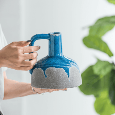 Ceramic Vase with Handle - Medium at Online8 Furniture Auckland NZ