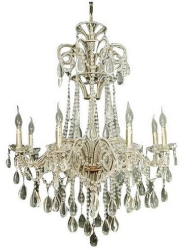 Chandelier Antique Silver Crystal - Large at Online8 Furniture Auckland NZ