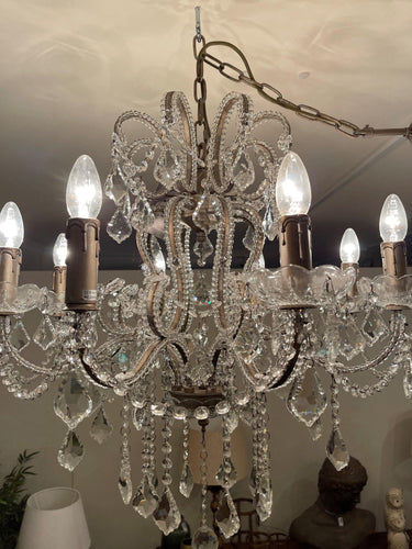 Chandelier Antique Silver Crystal - Medium at Online8 Furniture Auckland NZ