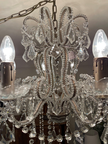 Chandelier Antique Silver Crystal - Medium at Online8 Furniture Auckland NZ