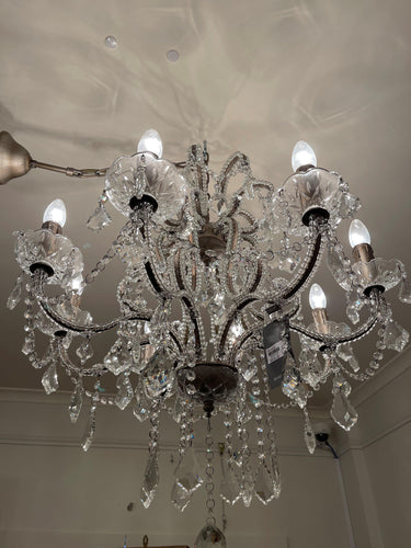 Chandelier Antique Silver Crystal - Medium at Online8 Furniture Auckland NZ
