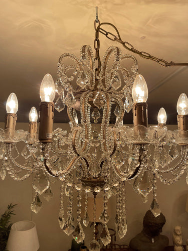 Chandelier Antique Silver Crystal - Medium at Online8 Furniture Auckland NZ