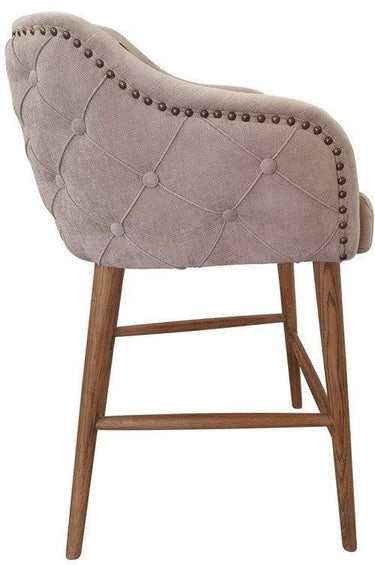 Charleston Buttoned Back Barstool - Oak Legs at Online8 Furniture Auckland NZ