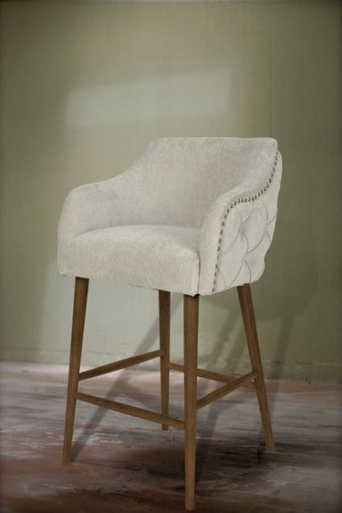 Charleston Buttoned Back Barstool - Oak Legs at Online8 Furniture Auckland NZ