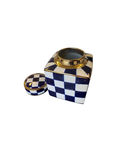 Checked Design Vases With Lid Set of 2 at Online8 Furniture Auckland NZ