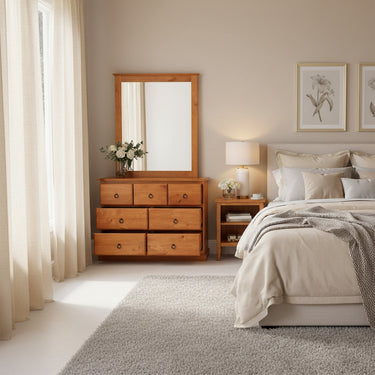 Classic 7 Drawer Dresser with Mirror at Online8 Furniture Auckland NZ