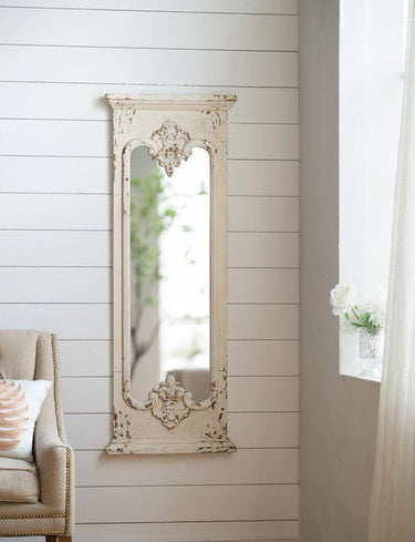 Classic Vintage Antique White Washed Wall Mirror at Online8 Furniture Auckland NZ