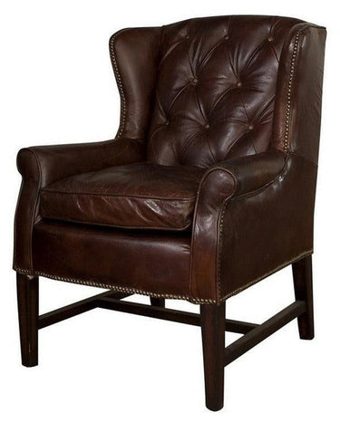 Clement Aged Leather Armchair - Vintage Cigar at Online8 Furniture Auckland NZ