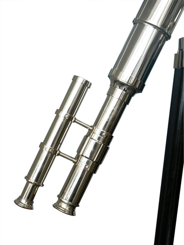 Cohasset Double Barrel Nickel Finish Floor Telescope on Tripod at Online8 Furniture Auckland NZ