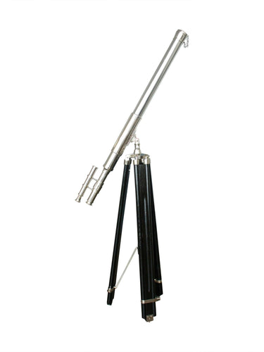 Cohasset Double Barrel Nickel Finish Floor Telescope on Tripod at Online8 Furniture Auckland NZ