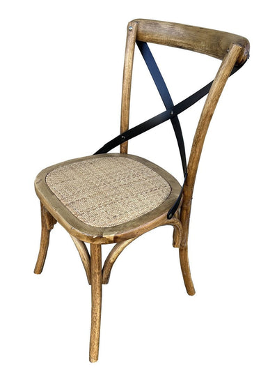 Cross Back Dining Chair - Antique Oak Natural at Online8 Furniture Auckland NZ