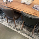 Derringer Dining Chair with Brass Studs - Brown at Online8 Furniture Auckland NZ