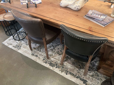 Derringer Dining Chair with Brass Studs - Brown at Online8 Furniture Auckland NZ