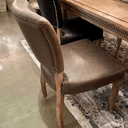 Derringer Dining Chair with Brass Studs - Brown at Online8 Furniture Auckland NZ
