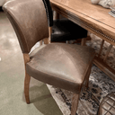 Derringer Dining Chair with Brass Studs - Brown at Online8 Furniture Auckland NZ