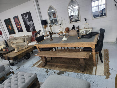 Dining Table - Old Elm Zinc Top at Online8 Furniture Auckland NZ