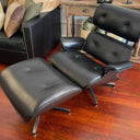 Eames Leather Chair & Footstool - Belon Black at Online8 Furniture Auckland NZ