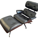 Eames Leather Chair & Footstool - Belon Black at Online8 Furniture Auckland NZ