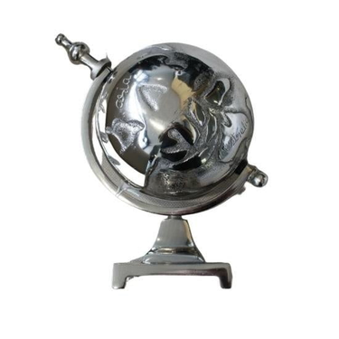Embossed World Globe on Base Silver at Online8 Furniture Auckland NZ
