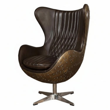 Excalibur Vintage Leather Swivel Egg Chair - Java Black at Online8 Furniture Auckland NZ