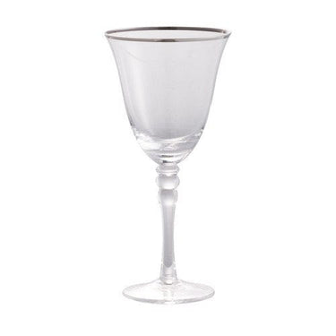 Felicity Wine Glass Set/4 -Silver Rim at Online8 Furniture Auckland NZ
