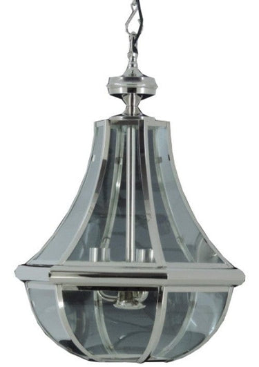 Glass Pendant - Nickle Plated / Clear Glass at Online8 Furniture Auckland NZ