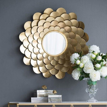 Gold Scalloped Iron Framed Accent Mirror - 800mm at Online8 Furniture Auckland NZ