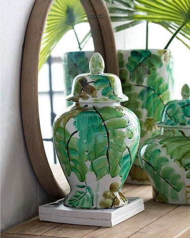 Green Leaf Jar with Lid at Online8 Furniture Auckland NZ